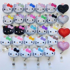 1 pc Hello Kitty Inspired Blinged Rhinestone Retractable ID Badge Reel Holder